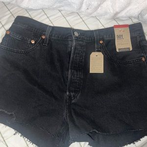 Brand New Black Denim Levi 501 Shorts
